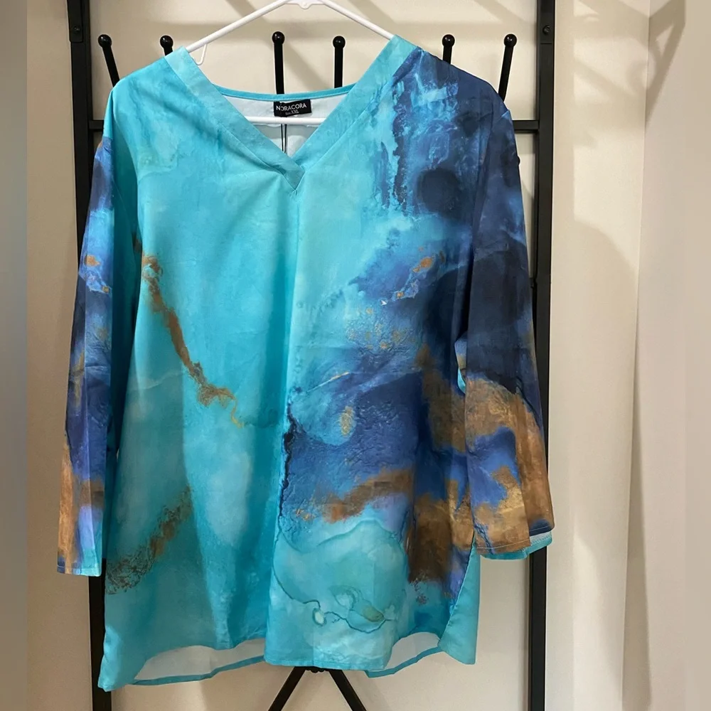 NORACORA 3/4 Length Sleeve Top, NWT, XXL - Picture 2 of 15